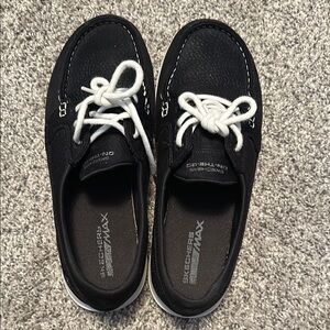 Skechers Black Boat Shoes with White Laces